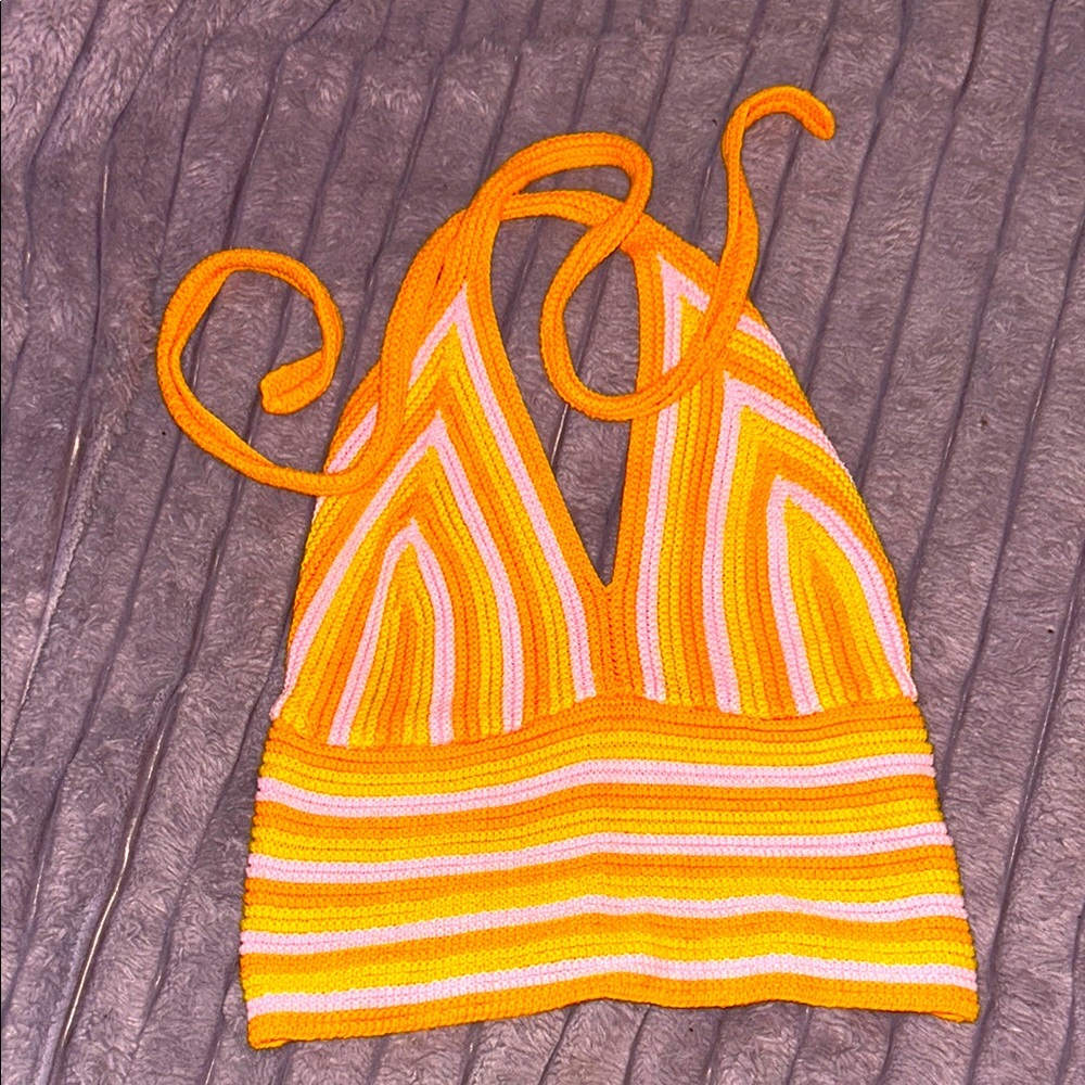 Striped Halter Knit Top